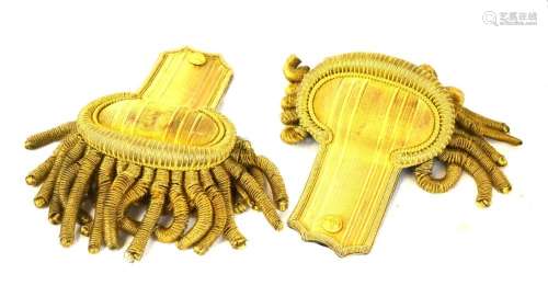 Pr Antique English Gold Epaulets