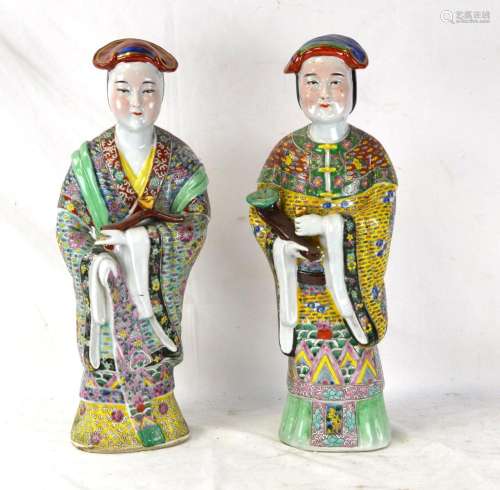 Two Chinese Famille Rose Figure