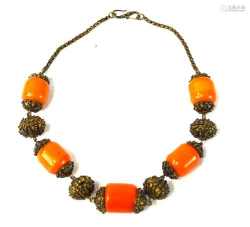 Tibetan Large Amber Beads & Silver Necklace