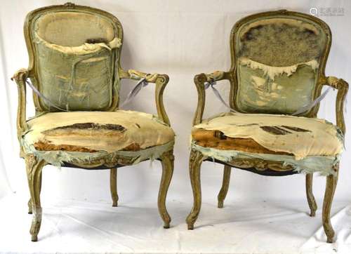 18th Century Pr French Giltwood Armchairs