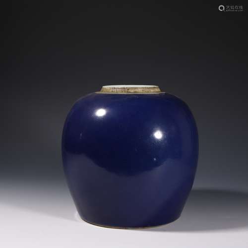 清 霽藍釉罐