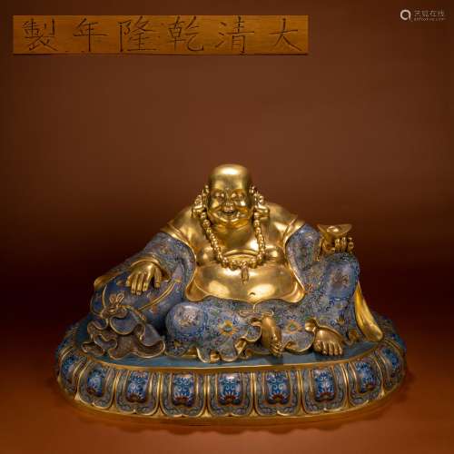 清 銅胎掐絲琺瑯彌勒佛坐像