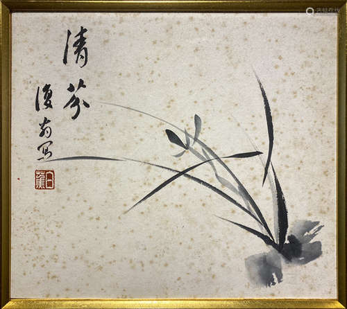 白蕉 兰花 纸本镜框