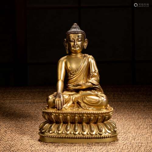明  銅鎏金釋迦牟尼佛造像