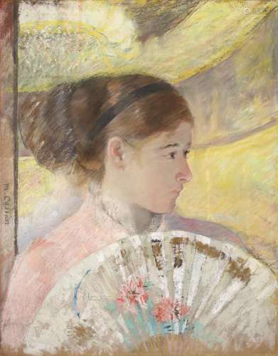 MARY CASSATT (1844-1926) Young Lady in a Loge Gazing to Righ...