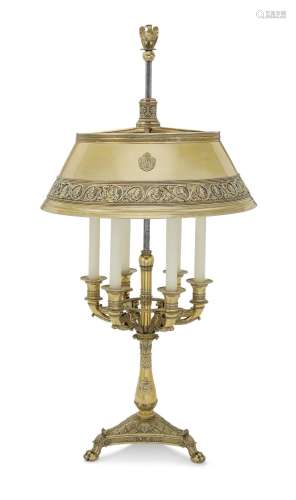 AN EMPIRE SILVER-GILT SIX-LIGHT BOUILLOTTE LAMP MARK OF MART...