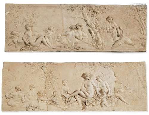 A PAIR OF RECTANGULAR TERRACOTTA PREPARATORY RELIEFS FOR THE...