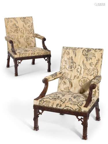 A PAIR OF EARLY GEORGE III MAHOGANY ARMCHAIRS ATTRIBUTED TO ...