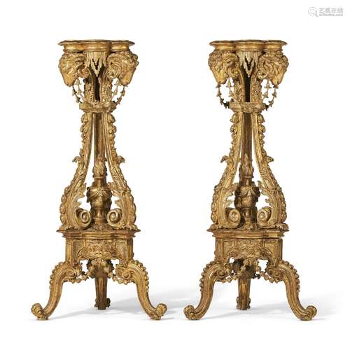 A PAIR OF GEORGE III GILTWOOD TORCHÈRES ATTRIBUTED TO THOMAS...