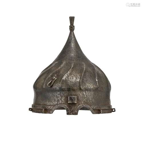 A STEEL TURBAN HELMET WESTERN IRAN OR ANATOLIA, 15TH CENTURY