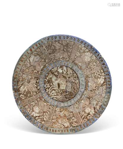 A MONUMENTAL KASHAN LUSTRE POTTERY DISH ILKHANID IRAN, LATE ...