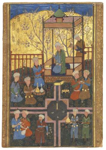 A PRINCE IN A GARDEN BUKHARA, UZBEKISTAN, CIRCA 1525-35