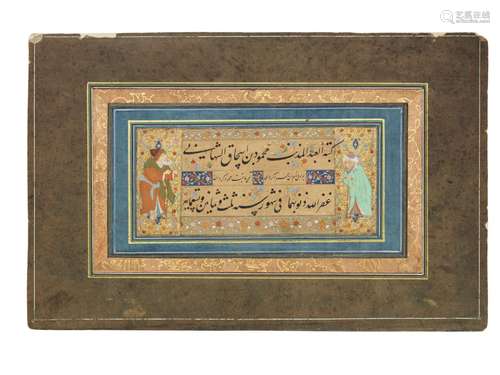 A CALLIGRAPHIC PANEL SIGNED MAHMUD IBN ISHAQ AL-SHAHABI, SHA...