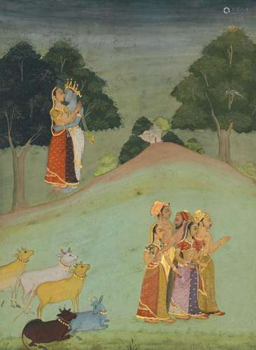 KRISHNA MEETING HIS BELOVED AT NIGHT ( NISHIMILAN ) ATTRIBUT...