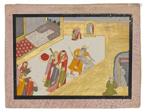 KRISHNA RUSHES TO GREET SUDAMA IN DWARKA KANGRA, NORTH INDIA...