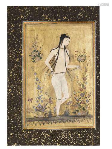 A BATHING BEAUTY THE PAINTING INDIA, DECCAN, PROBABLY AHMADN...