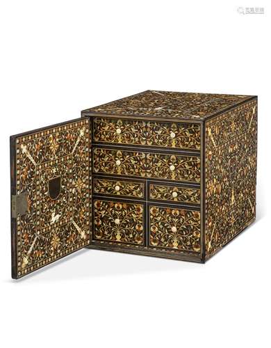 AN INDO-PORTUGUESE IVORY-INLAID EBONY CHEST GOA, INDIA, LATE...