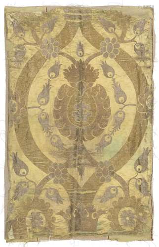 AN OTTOMAN SILK AND METAL THREAD SERASER PANEL OTTOMAN TURKE...