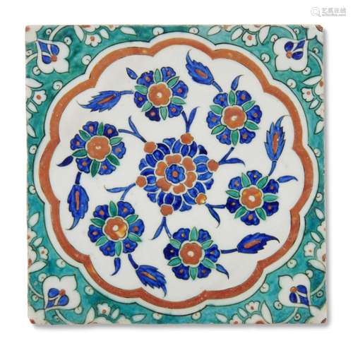 AN IZNIK POTTERY TILE OTTOMAN TURKEY, CIRCA 1585