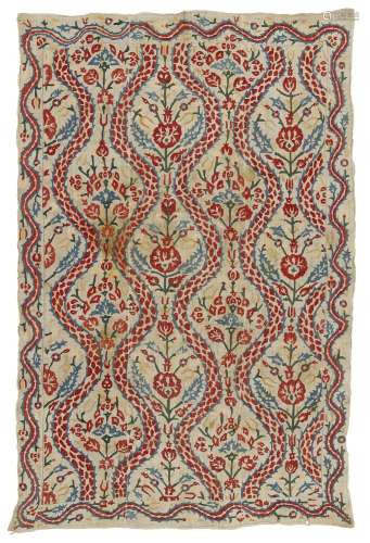 AN OTTOMAN EMBROIDERED PANEL TURKEY, 16TH/17TH CENTURY