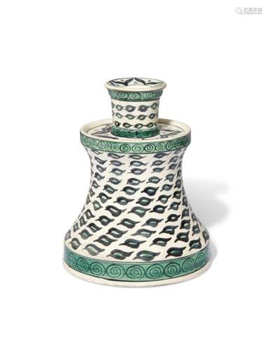 A IZNIK-STYLE POTTERY CANDLESTICK SIGNED SAMSON, FRANCE, CIR...