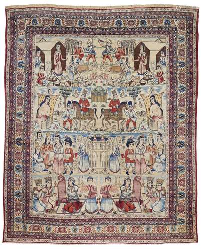 A PICTORIAL KIRMAN CARPET SOUTH EAST PERSIA, CIRCA 1870