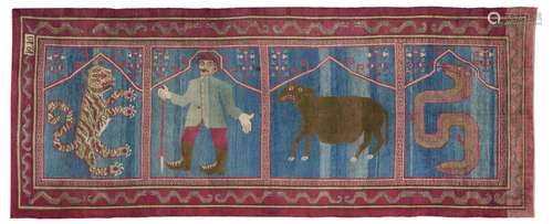 A SILK SAMARKAND FIGURAL POLYPTYCH EAST TURKESTAN, PROBABLY ...