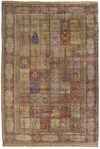 AN IMPRESSIVE LARGE SILK KOUM KAPI CARPET ISTANBUL, TURKEY, ...