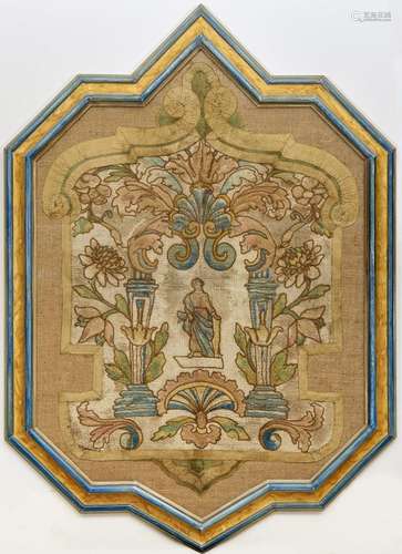 Embroidered panel  18th-19th Century