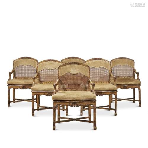Group of six armchairs  Piedmont, 18th Century