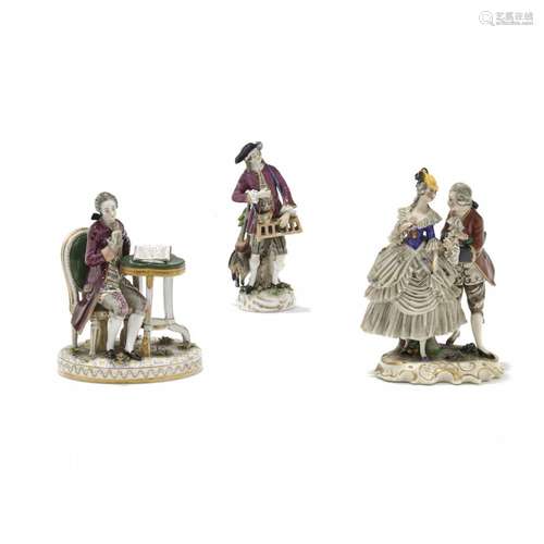 Three porcelain groups  Different manufacturers, 19th Centur...