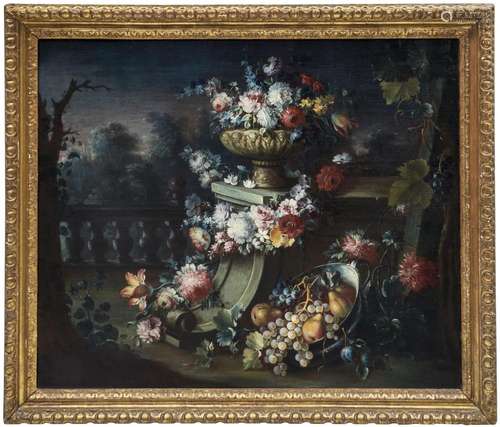 Flower vase in an italianate garden