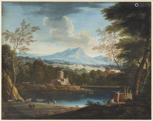 Landscape with lake and figures