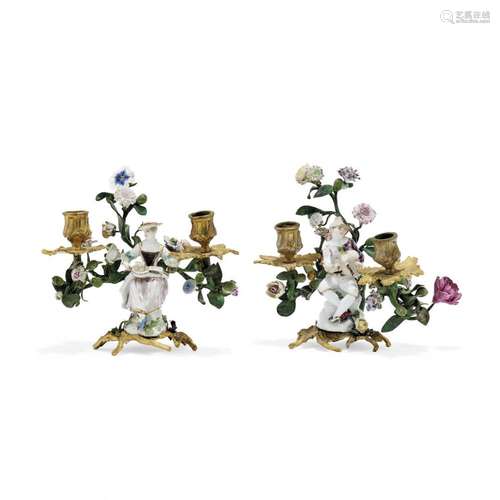 Pair of candlesticks  Meissen, 18th Century and later