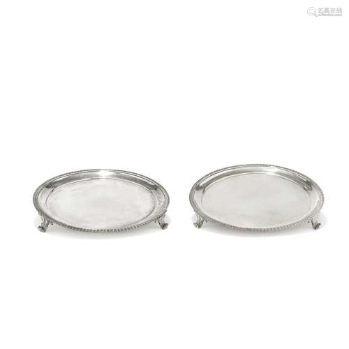 Pair of small silver salvers