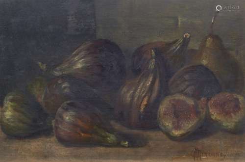 Still life with figs and a pear