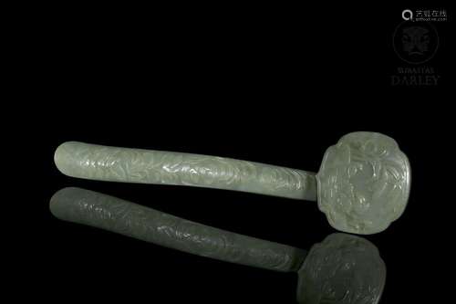 Green jade Ruyi stick, Qing dynasty