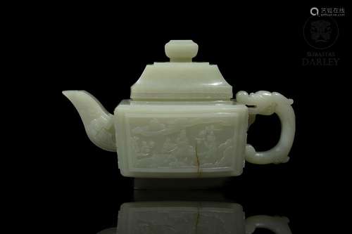 Celadon jade teapot, Qing dynasty