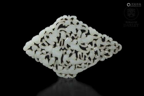 Jade 'bats' reticulated plaque, Qing dynasty