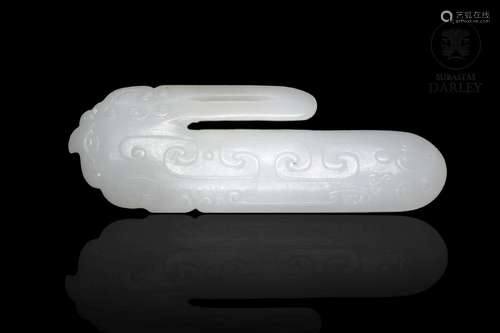 White jade belt hook, Qing dynasty