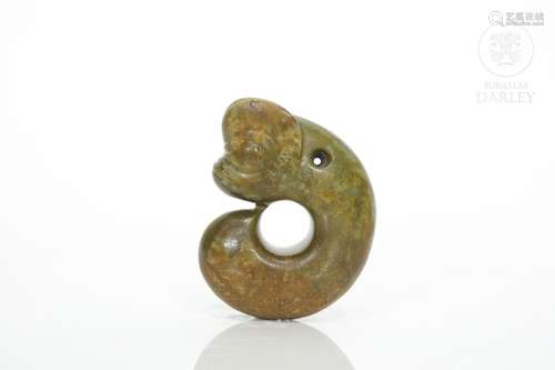 "Zhulong" carved jade pendant, Hongshan culture