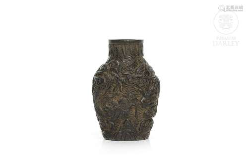 Miniature carved wooden vase, Qing dynasty