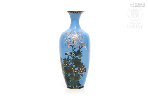 Enameled metal vase, 20th century