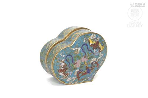 cloisonne box with bats, 20th century