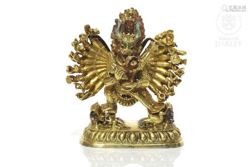 Silver-gilt figure "Vajrabhairava", Qing dynasty