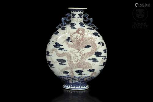 A porcelain "Dragon" bianhu vase, Qianlong period ...