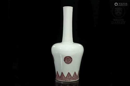 Porcelain vase, white and red enamel, Kangxi mark