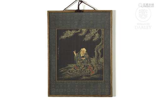 Canvas painting "Buddha" with frame, Qing dynasty