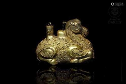 A gilt silver vessel "Camel", Tang dynasty