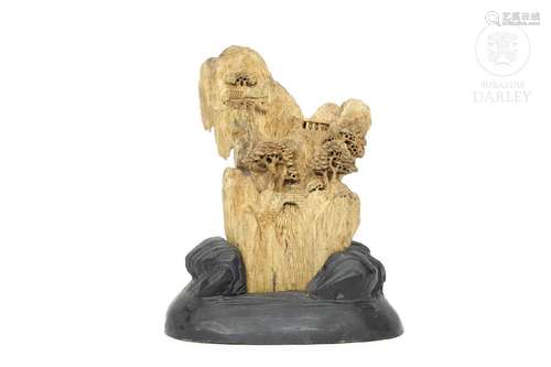 Wooden mountain, with pedestal, 20th Century